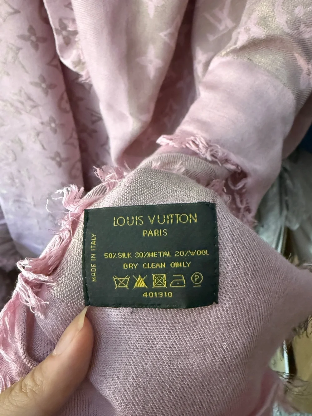 Pink double sided louis vuitton scarf